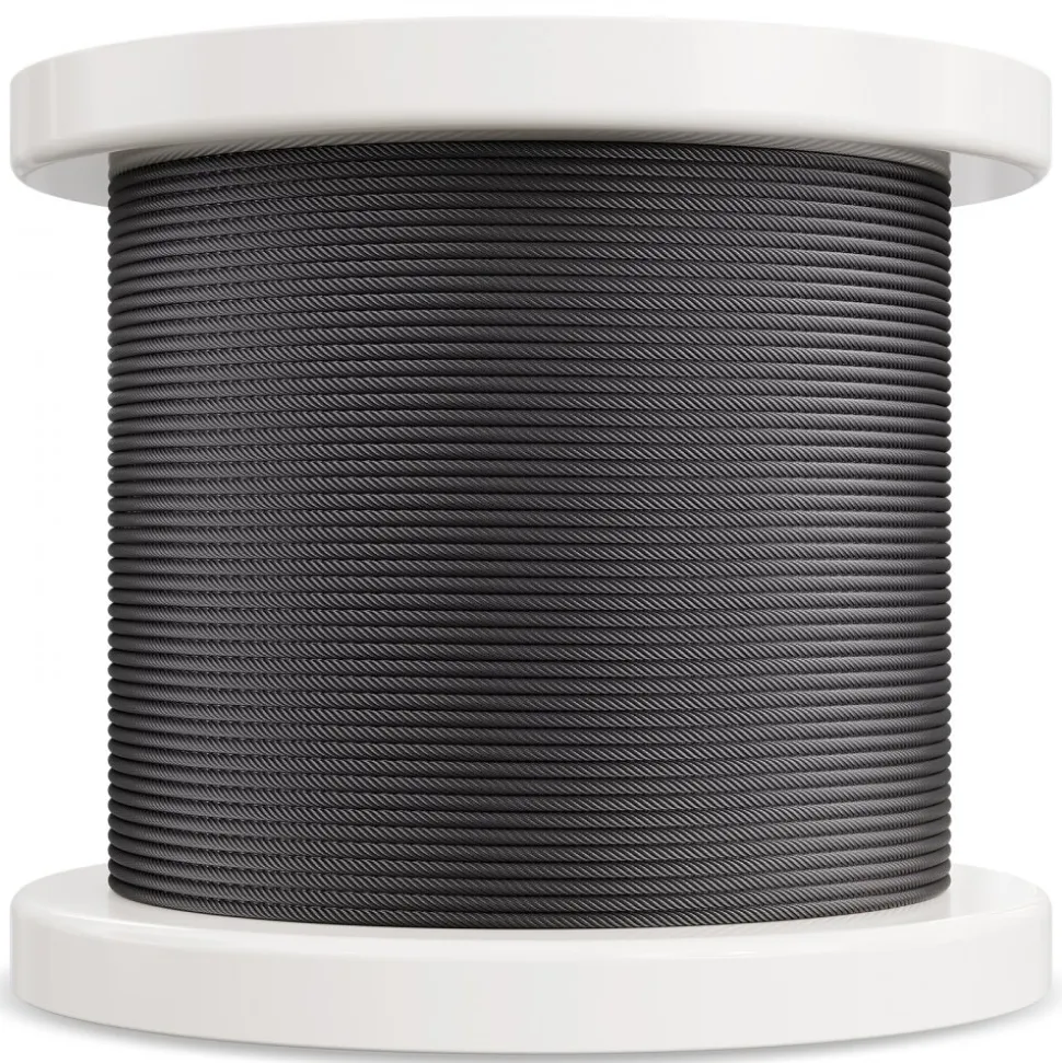 VEVOR Wire Rope Kit, 1/8" 500 ft 316 Stainless Steel Cable with Cutter and Gloves, 1600 lbs Breaking Strength, 7x7 Strands Core Marine Aircraft Grade for Handrail Stair Decking Fence Outdoors, Black