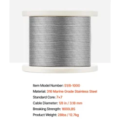 VEVOR Wire Rope Kit, 1/8