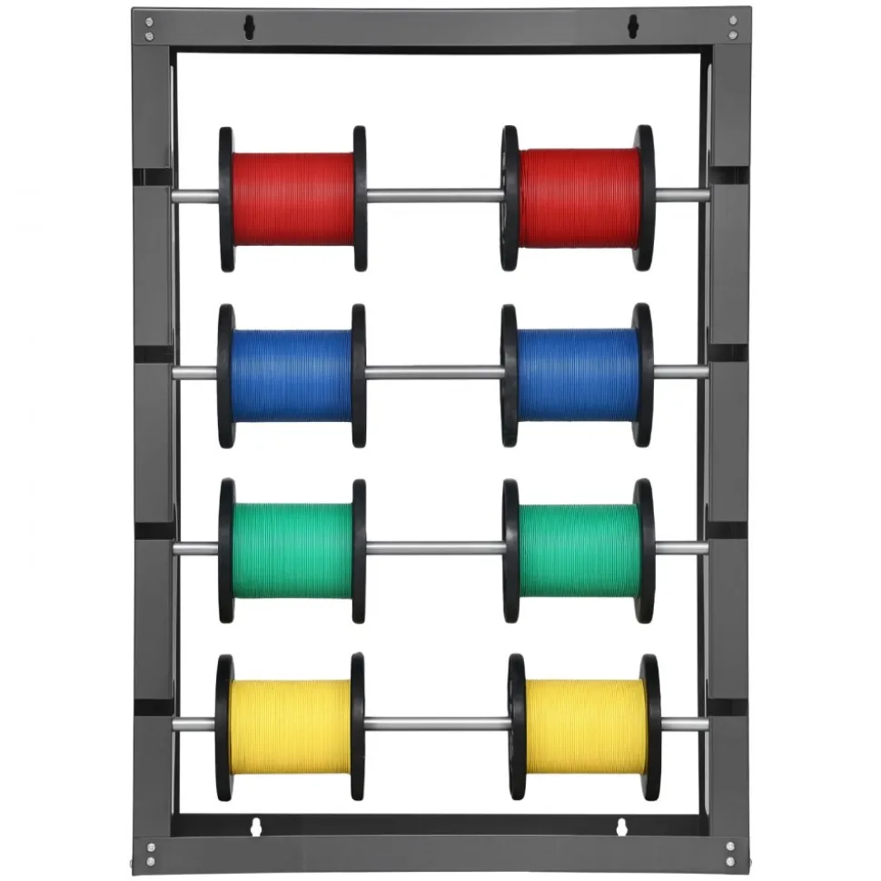 VEVOR Wire Spool Rack, 4 Adjustable Rods, Cold-Rolled Steel Wire Spool Holder Wall Mounted for Multi-Spools, Wiring Storage, 150 lbs Capacity Cable Dispenser, for Electrical Industrial Retail Use
