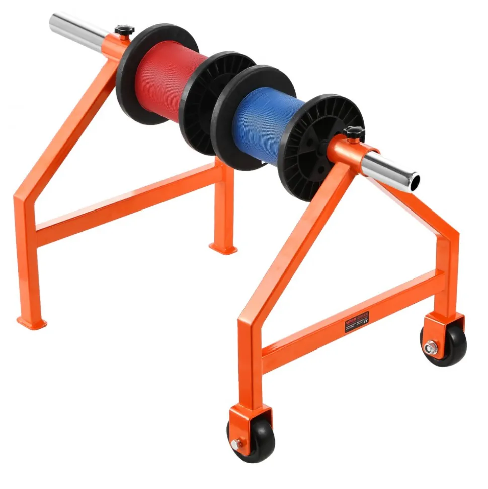 VEVOR Wire Spool Rack, 220 lbs Load Capacity, Portable Cable Caddy, Moveable Wire Rack with Wheels, Spool Holder, Up to 29.9 in Diameter, for Electrical Industrial and Retail Use, Working Efficiency