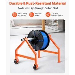 VEVOR Wire Spool Rack, 220 lbs Load Capacity, Portable Cable Caddy, Moveable Wire Rack with Wheels, Spool Holder, Up to 29.9 in Diameter, for Electrical Industrial and Retail Use, Working Efficiency