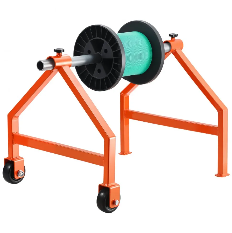 VEVOR Wire Spool Rack, 220 lbs Load Capacity, Portable Cable Caddy, Moveable Wire Rack with Wheels, Spool Holder, Up to 29.9 in Diameter, for Electrical Industrial and Retail Use, Working Efficiency