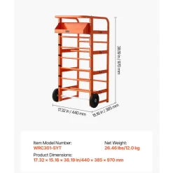 VEVOR Wire Spool Rack, 11 Rods, Multi-Spool Wire Rack Dispenser, Cable Caddy with Wheels, Cable Holder with Storage Tray for Wiring Storage, for Electrical, Industrial & Retail Use, Working Efficiency