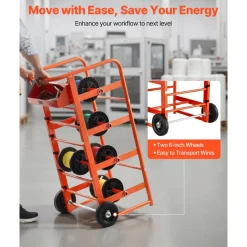 VEVOR Wire Spool Rack, 11 Rods, Multi-Spool Wire Rack Dispenser, Cable Caddy with Wheels, Cable Holder with Storage Tray for Wiring Storage, for Electrical, Industrial & Retail Use, Working Efficiency