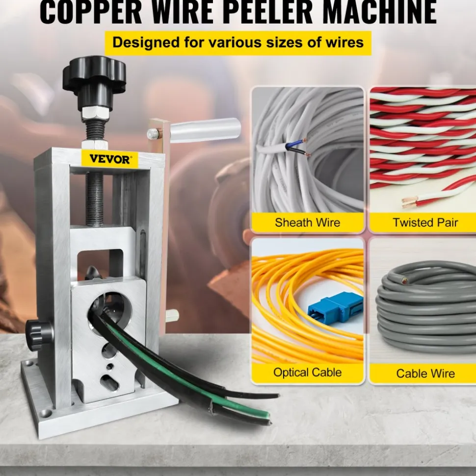 VEVOR Wire Stripping Machine, 0.06-1.57 inches Drill Powered, Manual Copper Stripper w Heat Treated Steel Ultra Long Lasting Blade, Compact & Portable for Scrap Cable Peeling Recycling