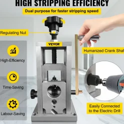 VEVOR Wire Stripping Machine, 0.06-1.57 inches Drill Powered, Manual Copper Stripper w Heat Treated Steel Ultra Long Lasting Blade, Compact & Portable for Scrap Cable Peeling Recycling