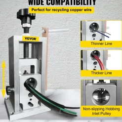 VEVOR Wire Stripping Machine, 0.06-1.57 inches Drill Powered, Manual Copper Stripper w Heat Treated Steel Ultra Long Lasting Blade, Compact & Portable for Scrap Cable Peeling Recycling