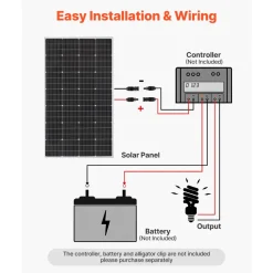 VEVOR 200W Monocrystalline Solar Panel, 23% High-Efficiency Mono PV Module with Stable MC4 Output & Aluminum Frame, IP65 Waterproof Solar Panel for Car Boat RV Flat Rooftop Off-Grid Applications