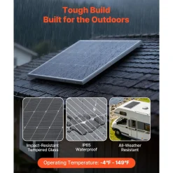 VEVOR 200W Monocrystalline Solar Panel, 23% High-Efficiency Mono PV Module with Stable MC4 Output & Aluminum Frame, IP65 Waterproof Solar Panel for Car Boat RV Flat Rooftop Off-Grid Applications
