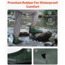 VEVOR Women's Deck Boots, Waterproof Fishing Rain Boots, Anti-Slip Ankle Rubber Boots, Gardening Insulated Mud Boots, Neoprene Rubber, Lightweight & Durable, for Manufacturing, Farming, Size 8 US
