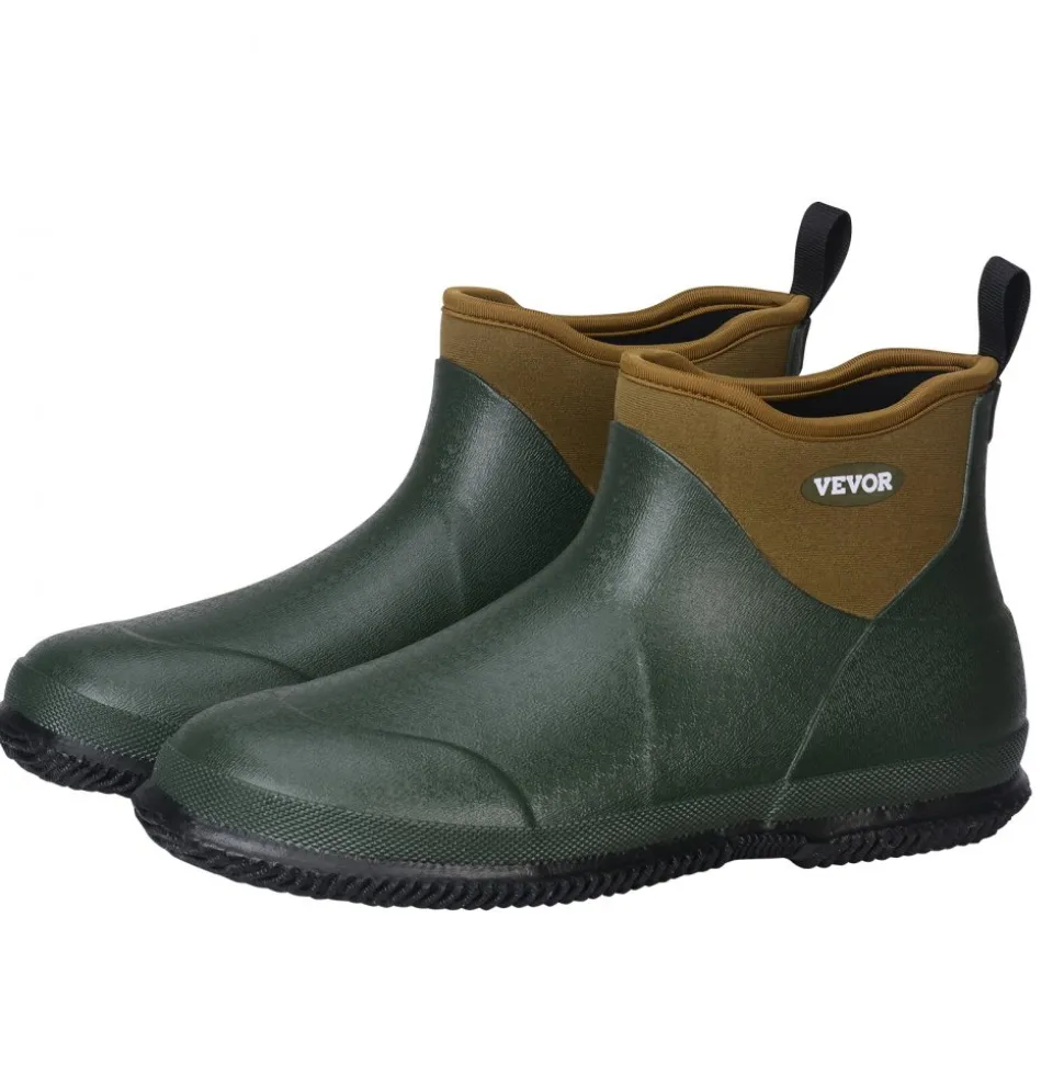VEVOR Women's Deck Boots, Waterproof Fishing Rain Boots, Anti-Slip Ankle Rubber Boots, Gardening Insulated Mud Boots, Neoprene Rubber, Lightweight & Durable, for Manufacturing, Farming, Size 8 US