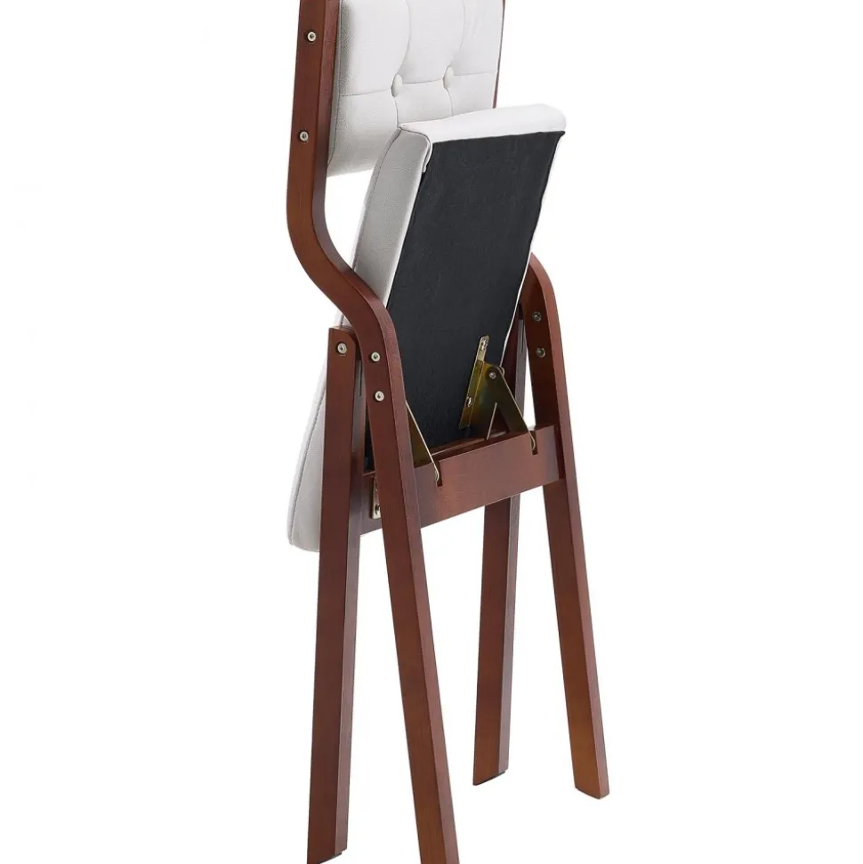 VEVOR Wooden Folding Chairs with Cushion, Set of 2, Portable Foldable Cushion Chair with Wooden Frame, Modern Padded Dining Chair for Kitchen, Office, Wedding, Party, Dining Room, Easy Assembly, White