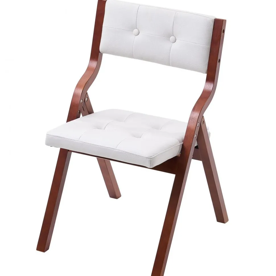 VEVOR Wooden Folding Chairs with Cushion, Set of 2, Portable Foldable Cushion Chair with Wooden Frame, Modern Padded Dining Chair for Kitchen, Office, Wedding, Party, Dining Room, Easy Assembly, White