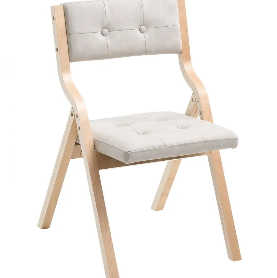 VEVOR Wooden Folding Chairs with Cushion, Set of 4, Portable Foldable Cushion Chair with Wooden Frame, Modern Padded Dining Chair for Kitchen, Office, Wedding, Party, Dining Room, Easy Assembly, White