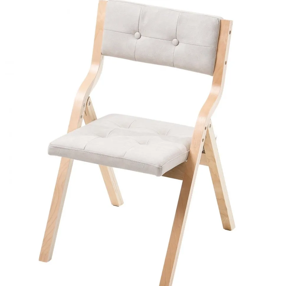 VEVOR Wooden Folding Chairs with Cushion, Set of 4, Portable Foldable Cushion Chair with Wooden Frame, Modern Padded Dining Chair for Kitchen, Office, Wedding, Party, Dining Room, Easy Assembly, White