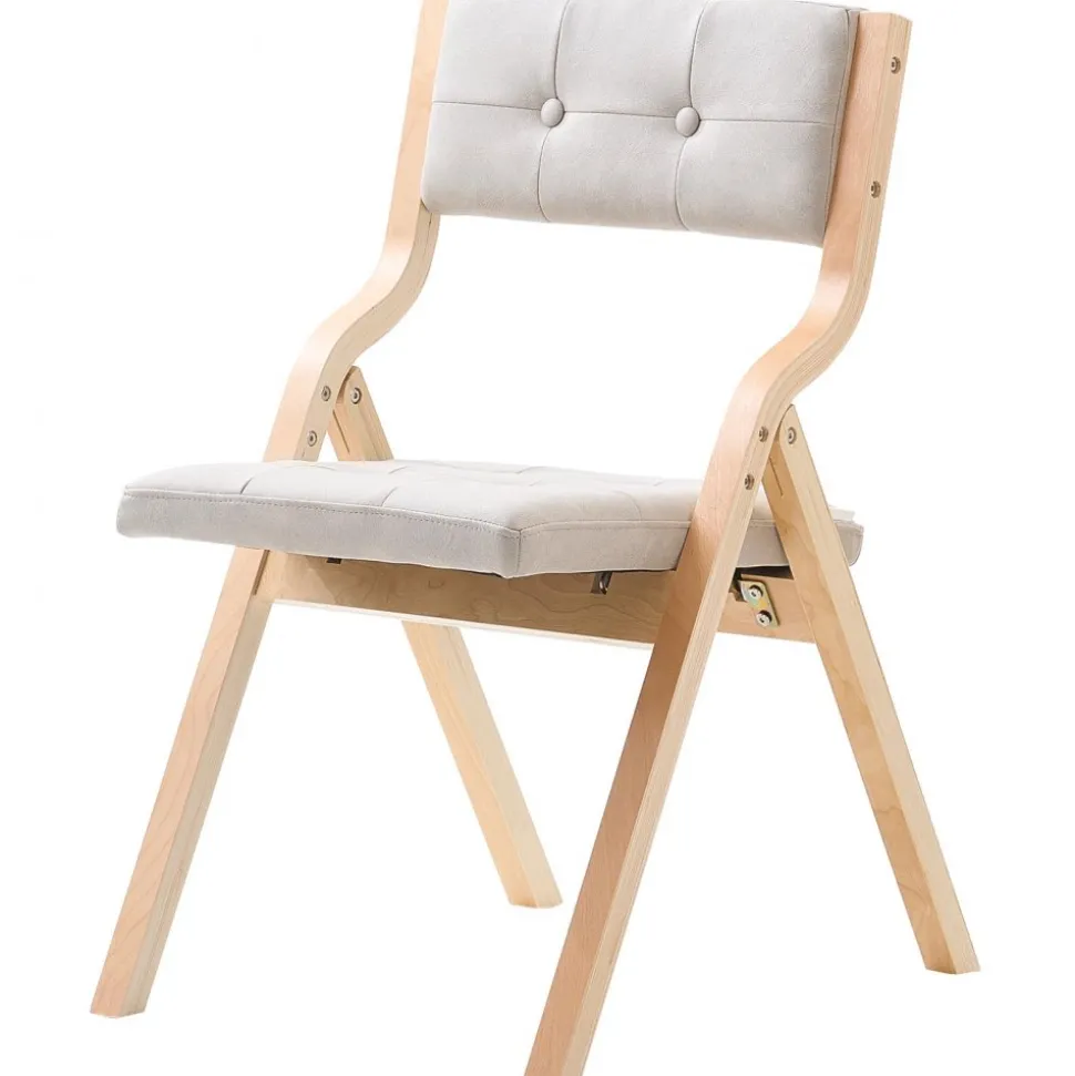 VEVOR Wooden Folding Chairs with Cushion, Set of 4, Portable Foldable Cushion Chair with Wooden Frame, Modern Padded Dining Chair for Kitchen, Office, Wedding, Party, Dining Room, Easy Assembly, White