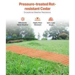 VEVOR Wooden Garden Pathway, 12 ft L x 22 in W, Non-Slip Straight Garden Walkway, Roll Out Cedar Outdoor Walkway Path with Wire Rope Connection, Decorative Garden Paver for Backyard Wedding Party