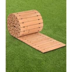 VEVOR Wooden Garden Pathway, 24 ft L x 17 in W, Non-Slip Straight Garden Walkway, Roll Out Cedar Outdoor Walkway Path with Wire Rope Connection, Decorative Garden Paver for Backyard Wedding Party
