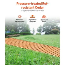 VEVOR Wooden Garden Pathway, 8 ft L x 17 in W, Non-Slip Straight Garden Walkway, Roll Out Cedar Outdoor Walkway Path with Wire Rope Connection, Decorative Garden Paver for Backyard Wedding Party