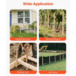 VEVOR Wooden Garden Stakes, 25 Pcs 24 x 0.5 x1.5 in Survey Grading Stakes, Garden Ground Stake with Sharp Point, Fir Wood Plant Support Stake, Sign Posts for Silt Fence Backyard Boundaries Baselines