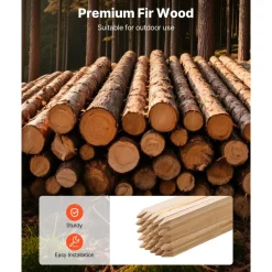VEVOR Wooden Garden Stakes, 25 Pcs 24 x 0.5 x1.5 in Survey Grading Stakes, Garden Ground Stake with Sharp Point, Fir Wood Plant Support Stake, Sign Posts for Silt Fence Backyard Boundaries Baselines