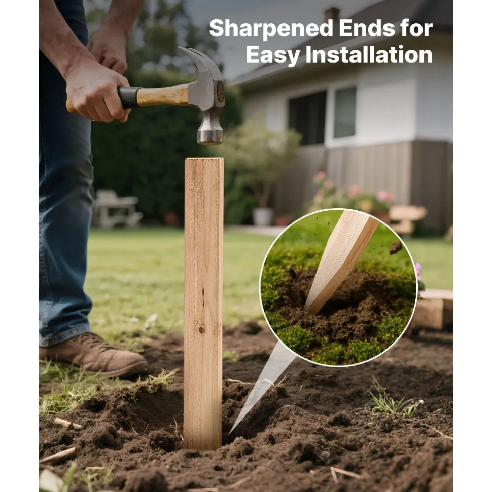 VEVOR Wooden Garden Stakes, 25 Pcs 36 x 0.5 x1.5 in Survey Grading Stakes, Garden Ground Stake with Sharp Point, Fir Wood Plant Support Stake, Sign Posts for Silt Fence Backyard Boundaries Baselines