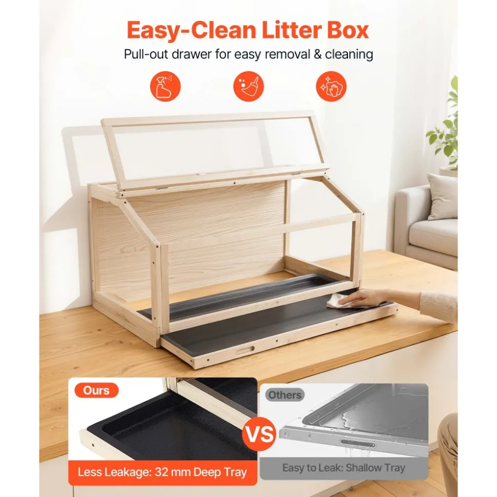 VEVOR Wooden Hamster Cage 39.4"x20.5"x19.9" 270° Viewing Hamster Habitat, Chewproof Acrylic Small Animal Cage with Openable Top, Large Pet Enclosure for Syrian/Dwarf Hamsters, Guinea Pigs & Gerbils