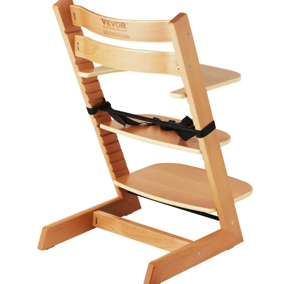 VEVOR Wooden High Chair for Babies & Toddlers, Convertible Adjustable Feeding Chair, Eat & Grow High Chair with Tray, Grow with Kid Portable Baby Dining Booster Seat, Beech Wood Toddler Chair, Natural