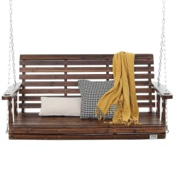 VEVOR Wooden Porch Swing 4.5 ft, Patio bench swing for Courtyard & Garden, Upgraded 880 lbs Strong Load Capacity, Heavy Duty Swing Chair Bench with Hanging Chains for Outdoors, White