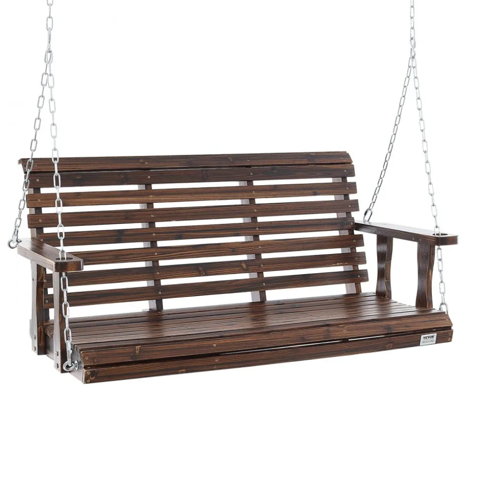 VEVOR Wooden Porch Swing 4.5 ft, Patio bench swing for Courtyard & Garden, Upgraded 880 lbs Strong Load Capacity, Heavy Duty Swing Chair Bench with Hanging Chains for Outdoors, White