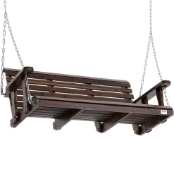VEVOR Wooden Porch Swing 4.5 ft, Patio bench swing for Courtyard & Garden, Upgraded 880 lbs Strong Load Capacity, Heavy Duty Swing Chair Bench with Hanging Chains for Outdoors, White