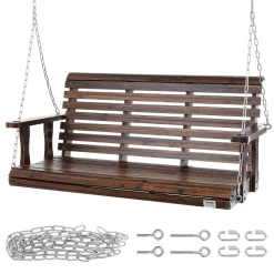 VEVOR Wooden Porch Swing 4.5 ft, Patio bench swing for Courtyard & Garden, Upgraded 880 lbs Strong Load Capacity, Heavy Duty Swing Chair Bench with Hanging Chains for Outdoors, White