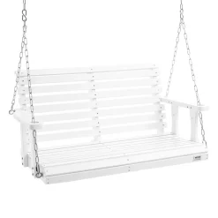 VEVOR Wooden Porch Swing 4 ft, Patio bench swing for Courtyard & Garden, Upgraded 880 lbs Strong Load Capacity, Heavy Duty Swing Chair Bench with Hanging Chains for Outdoors, White
