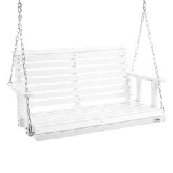 VEVOR Wooden Porch Swing 4 ft, Patio bench swing for Courtyard & Garden, Upgraded 880 lbs Strong Load Capacity, Heavy Duty Swing Chair Bench with Hanging Chains for Outdoors, White