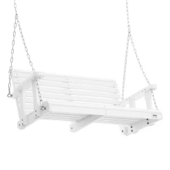 VEVOR Wooden Porch Swing 4 ft, Patio bench swing for Courtyard & Garden, Upgraded 880 lbs Strong Load Capacity, Heavy Duty Swing Chair Bench with Hanging Chains for Outdoors, White