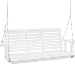 VEVOR Wooden Porch Swing 5.5 ft, Patio bench swing for Courtyard & Garden, Upgraded 880 lbs Strong Load Capacity, Heavy Duty Swing Chair Bench with Hanging Chains for Outdoors, White