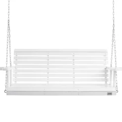 VEVOR Wooden Porch Swing 5.5 ft, Patio bench swing for Courtyard & Garden, Upgraded 880 lbs Strong Load Capacity, Heavy Duty Swing Chair Bench with Hanging Chains for Outdoors, White
