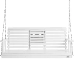 VEVOR Wooden Porch Swing 5 ft, Patio bench swing for Courtyard & Garden, Upgraded 880 lbs Strong Load Capacity, Heavy Duty Swing Chair Bench with Hanging Chains for Outdoors, White