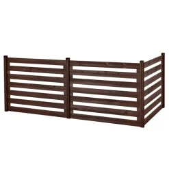 VEVOR Wooden Privacy Fence, 48 x 37 inch Air Conditioner Fence, 3 Panel Solid Outdoor Wood Privacy Screen with Metal Stakes, Steel Frame, Trash Can Hider Fences Suitable for Garden, Pool