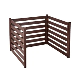VEVOR Wooden Privacy Fence, 48 x 37 inch Air Conditioner Fence, 3 Panel Solid Outdoor Wood Privacy Screen with Metal Stakes, Steel Frame, Trash Can Hider Fences Suitable for Garden, Pool