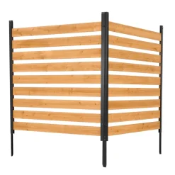 VEVOR Wooden Privacy Fence, 48 x 49 x 28 inch Air Conditioner Fence, 2 Panel Solid Outdoor Wood Privacy Screen with Metal Stakes, Steel Frame, Trash Can Hider Fences Suitable for Garden, Pool