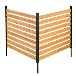 VEVOR Wooden Privacy Fence, 48 x 49 x 28 inch Air Conditioner Fence, 2 Panel Solid Outdoor Wood Privacy Screen with Metal Stakes, Steel Frame, Trash Can Hider Fences Suitable for Garden, Pool