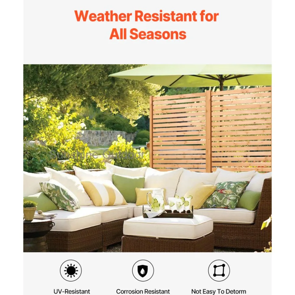 VEVOR Wooden Privacy Screen, 36" W x 76" H Outdoor Privacy Screen, Freestanding Wood Privacy Panel with Stand, Decorative Patio Privacy Screen, Outdoor Divider for Balcony Patio Lawn Garden
