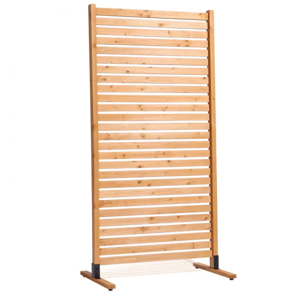 VEVOR Wooden Privacy Screen, 36" W x 76" H Outdoor Privacy Screen, Freestanding Wood Privacy Panel with Stand, Decorative Patio Privacy Screen, Outdoor Divider for Balcony Patio Lawn Garden