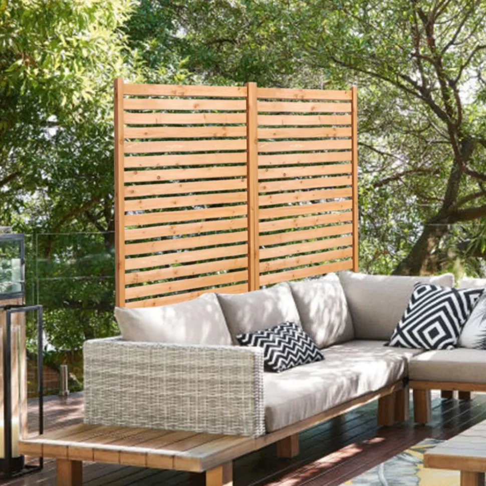 VEVOR Wooden Privacy Screen, 36" W x 76" H Outdoor Privacy Screen, Freestanding Wood Privacy Panel with Stand, Decorative Patio Privacy Screen, Outdoor Divider for Balcony Patio Lawn Garden