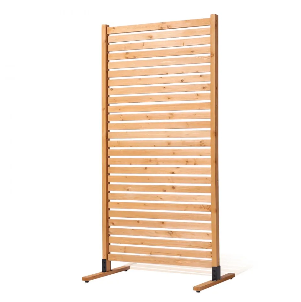 VEVOR Wooden Privacy Screen, 36" W x 76" H Outdoor Privacy Screen, Freestanding Wood Privacy Panel with Stand, Decorative Patio Privacy Screen, Outdoor Divider for Balcony Patio Lawn Garden