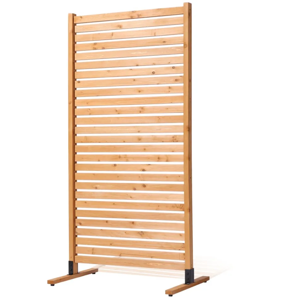 VEVOR Wooden Privacy Screen, 36" W x 76" H Outdoor Privacy Screen, Freestanding Wood Privacy Panel with Stand, Decorative Patio Privacy Screen, Outdoor Divider for Balcony Patio Lawn Garden