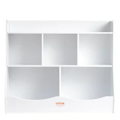 VEVOR Wood Kid Storage Cubby, Toy Storage Organizer with Bookshelf, 5-Cubby Wood Toy Storage Cabinet, Children Book Toy Shelf for Kids Room, Playroom, Kindergarten, Nursery, White