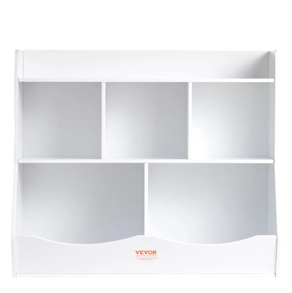 VEVOR Wood Kid Storage Cubby, Toy Storage Organizer with Bookshelf, 5-Cubby Wood Toy Storage Cabinet, Children Book Toy Shelf for Kids Room, Playroom, Kindergarten, Nursery, White