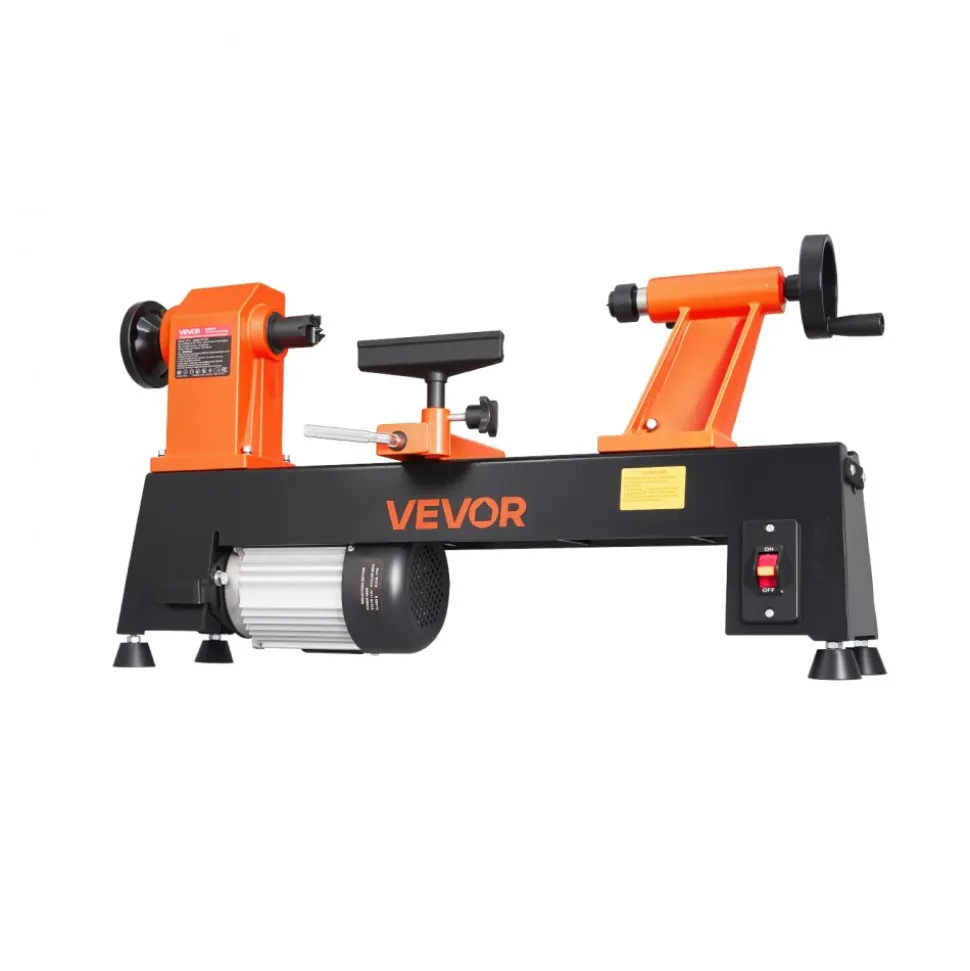 VEVOR Wood Lathe 3/4 HP 12" x 18" Benchtop Wood Lathe Machine 5 Speeds, 780/1320/1920/2640/3840 RPM, with Tool Rest, Wrenches, Faceplate, Heavy Duty, for Beginner Professional Woodworking, Woodturning